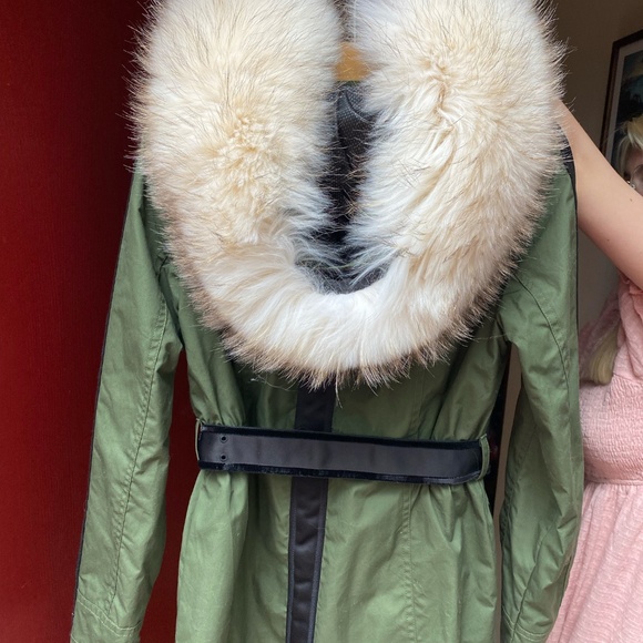 Troy of London Amanda Wakely Elements Parka Coat Green Medium Faux Fur NWT - Picture 4 of 6